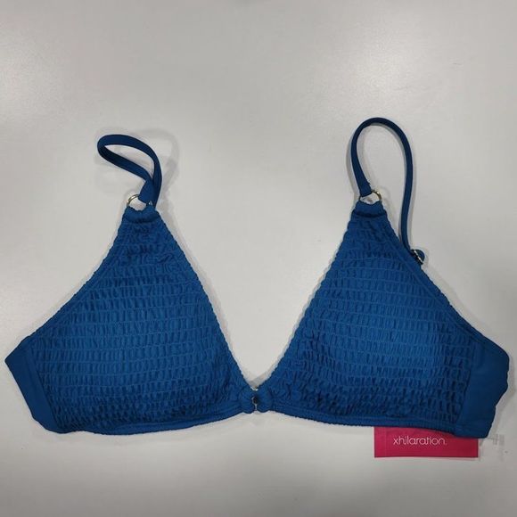 Xhilaration Smocked Triangle Ring Bikini Top XL - Picture 6 of 8